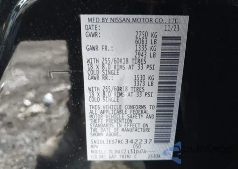 2024 Infiniti Qx60 Pure Awd z USA, uszkodzony, nr VIN 5N1DL1ES7RC342237